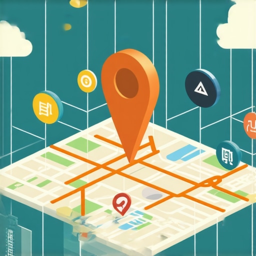 A digital web connecting a map pin to cloud servers and local data points for SEO authority.