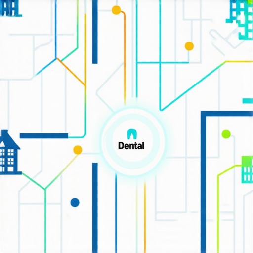 Local SEO Entity Connectivity Map Illustration showing the connections between local business entities and community landmarks for SEO