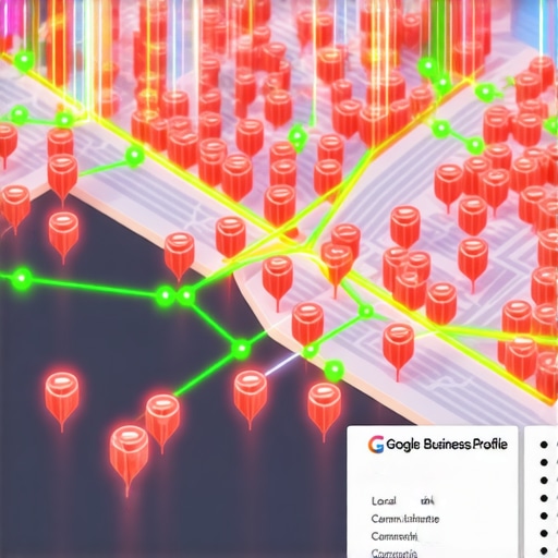 A digital dashboard showing how local SEO entity sync connects a business to neighborhood nodes.