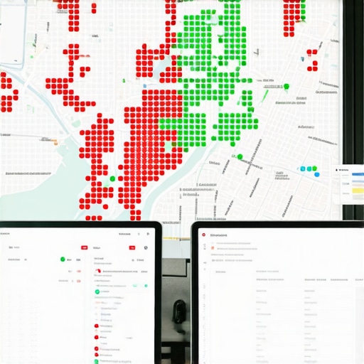 Visual representation of local SEO map pack rankings across a city grid