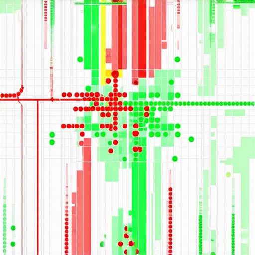 A visual representation of a local SEO grid tracking tool showing ranking variations across a city.