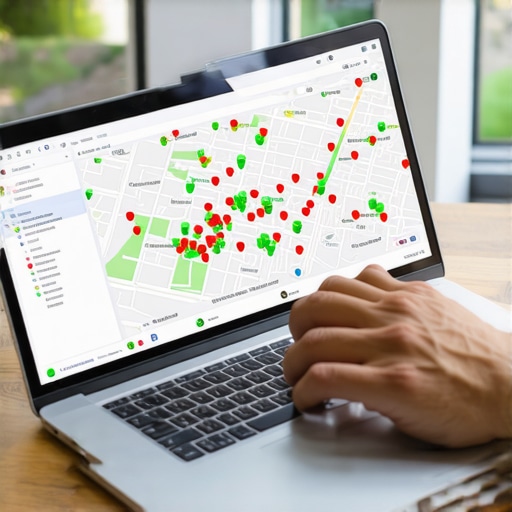 Professional using a grid-based map ranking tool to maintain local SEO authority stacks.