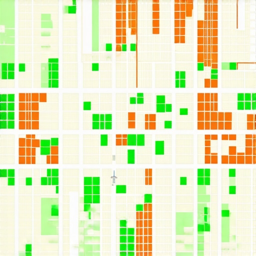A visualization of local SEO rankings across a city neighborhood using a grid tracking tool.