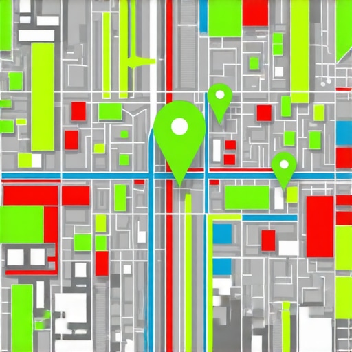 A digital visualization of local SEO rank tracking across a city map with authority nodes.