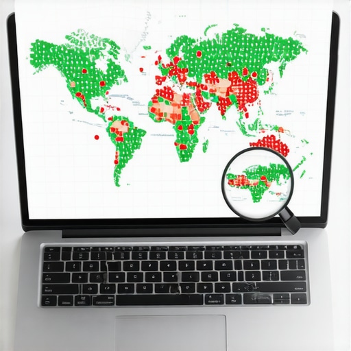 A digital heat map showing local search rankings across a city grid for SEO maintenance.