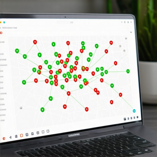 A digital ranking grid showing local SEO map pack positions across different neighborhoods in a city.
