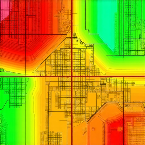 Local SEO Rank Heatmap Visualization A visual heat map showing how local SEO rankings vary across different neighborhoods in a city.