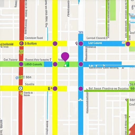 A local SEO heatmap tool showing search visibility across a neighborhood grid.