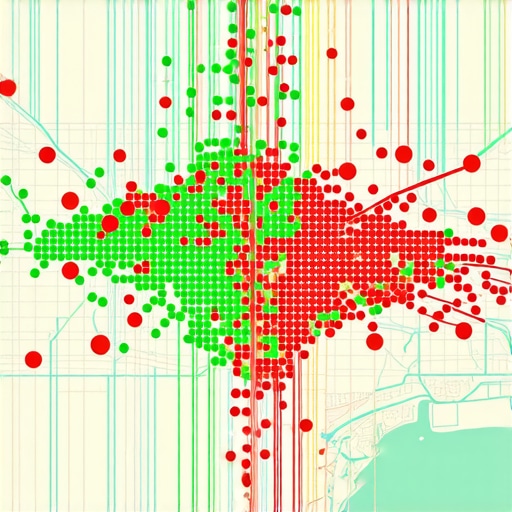 A rank tracking heatmap showing local map visibility across a specific geographic area.