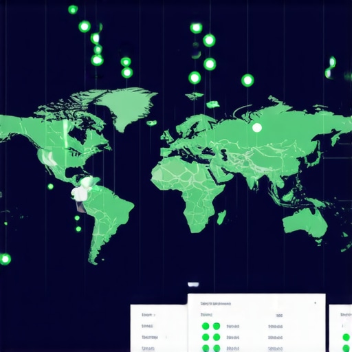 Digital dashboard showing local SEO map ranking grid and authority stacking connections.