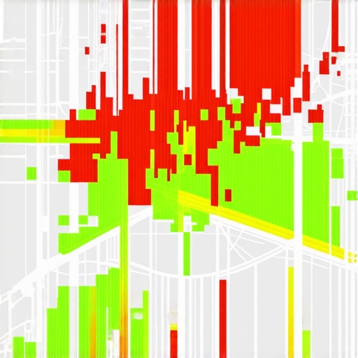 A 3D heatmap showing local map ranking density and proximity signals over a metropolitan area.