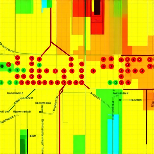 A visual representation of a local SEO search grid showing ranking strength across different city blocks.