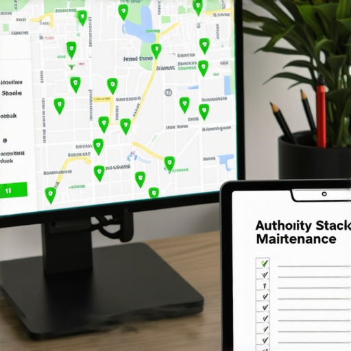 A professional dashboard showing local SEO ranking maintenance and a search grid map