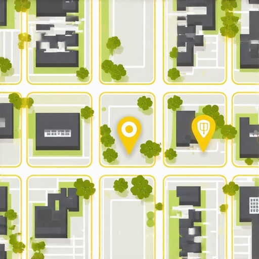 A map showing how local links from neighborhood organizations connect to a business map pin for SEO.