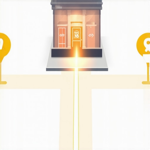 A modern diagram illustrating how a physical storefront connects to local map coordinates and neighborhood nodes for local SEO.