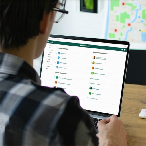 A business owner organizing local neighborhood link opportunities on a laptop