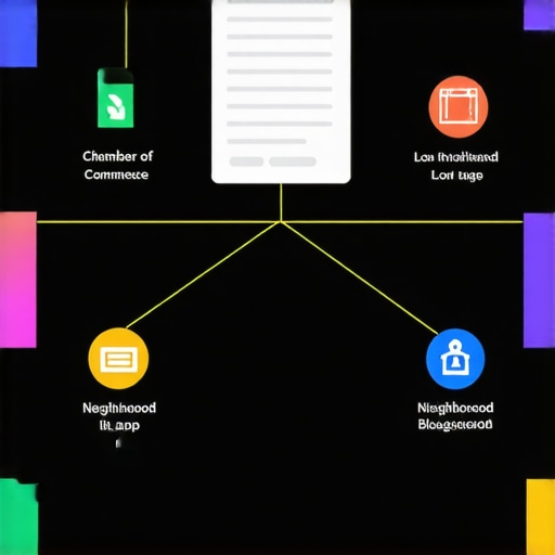 A diagram showing how different local digital assets connect to build business authority in search engines.