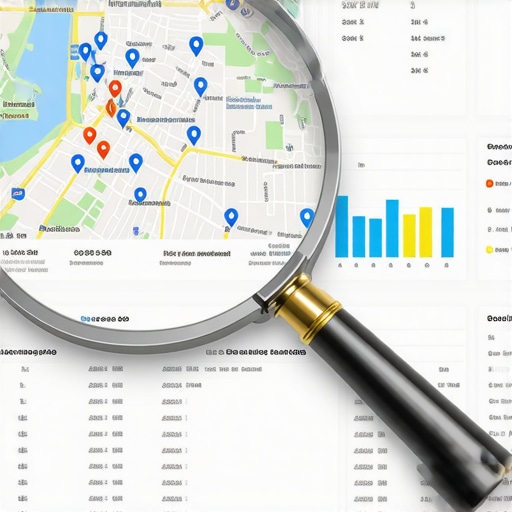 Local SEO monitoring dashboard showing map pack rankings and entity nodes.