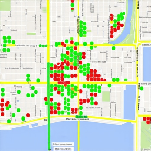 Monitoring Local SEO Node Performance A local SEO grid tracking dashboard showing ranking strength across a city map.