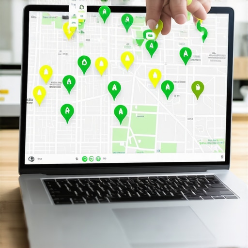 A grid-based ranking report showing local SEO performance markers across a city map.