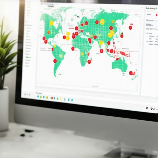 A computer screen showing a local map rank grid tracking geographic search performance in real-time.