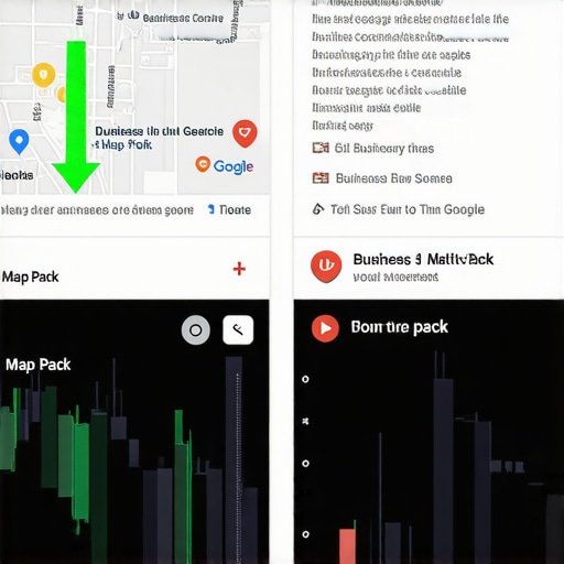 Local SEO map pack ranking progress showing upward movement and success symbols.
