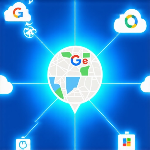 Diagram illustrating how multi-cloud stacking connects a business location to high-authority nodes.