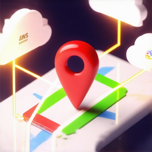 Diagram of multi-cloud nodes connecting to a local map pin for SEO