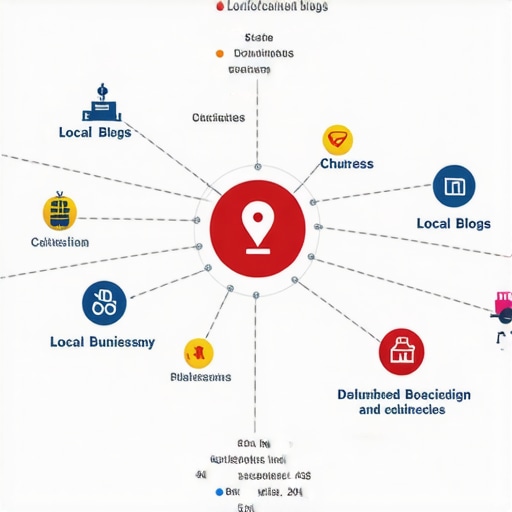 The Hyper-Local Authority Network Diagram A visual representation of a local SEO authority stack showing how neighborhood links connect to a central business entity.