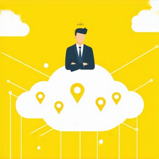 The Structural Logic of a Local Authority Stack Infographic showing how authority stacking connects cloud nodes and map pins to boost local SEO rankings.