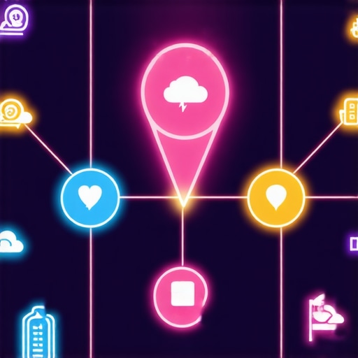 The anatomy of a local SEO authority stack Diagram showing how cloud nodes and neighborhood links connect to a central business map pin