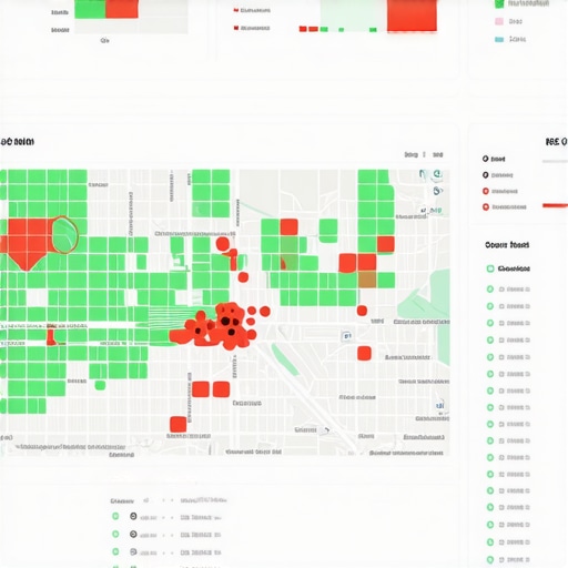 Local SEO ranking heatmap tool showing map pack performance across a city.