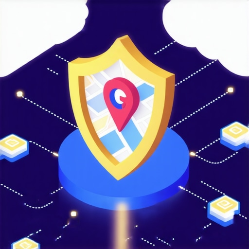 A visual representation of an authority stack connecting cloud nodes to a local map pin.