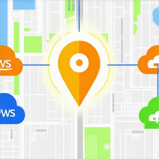 Diagram of multi-cloud authority stacking and entity synchronization for local map rankings