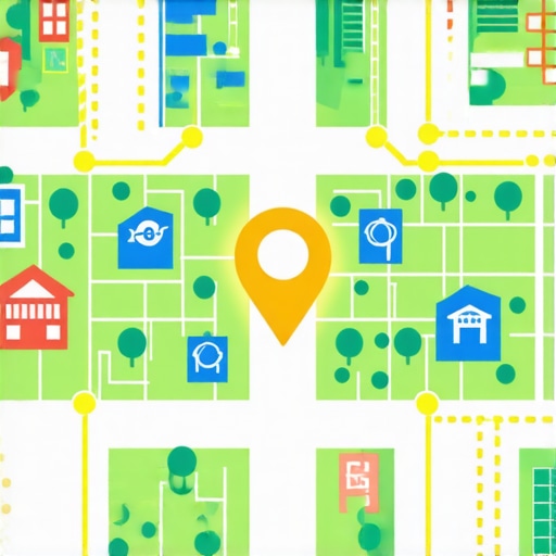 A digital map showing how a local business connects to nearby community entities for SEO authority.