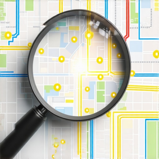 A digital map showing local SEO authority stacking nodes and geographic relevance.