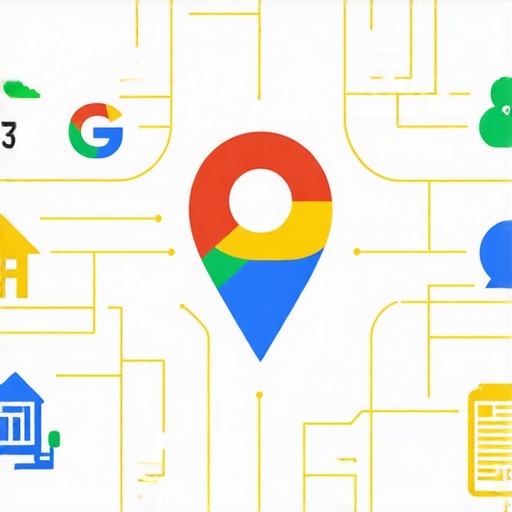 A conceptual diagram showing how local SEO authority stacking connects cloud nodes and community signals to a Google Map pin for better rankings.