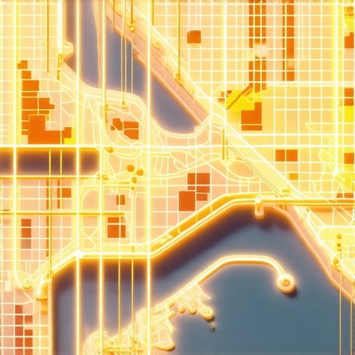 An analytical diagram of local authority stacking nodes connected over a physical city map to illustrate geographic proximity signals.