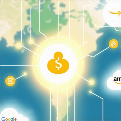 A 3D map showing how authority stacking connects a local business to multiple cloud entities for better search rankings.