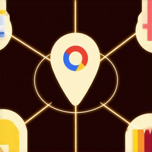 A map pin connected to various digital data points representing a local authority stack.
