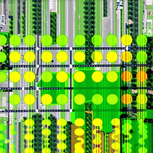 A local SEO heat map showing search ranking positions across a specific geographic service area for a solar contractor.