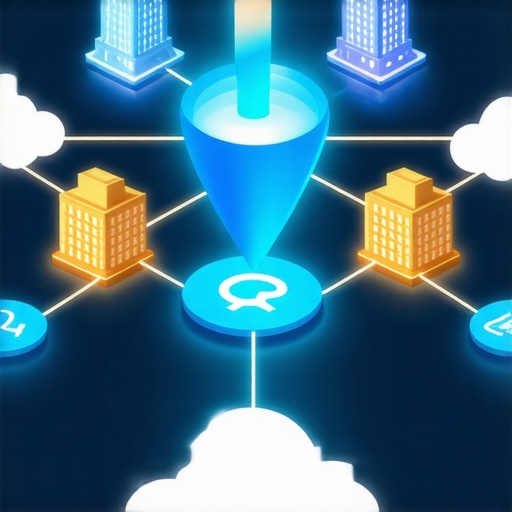 A 3D diagram of a local SEO authority stack showing interconnected cloud nodes and map pins.