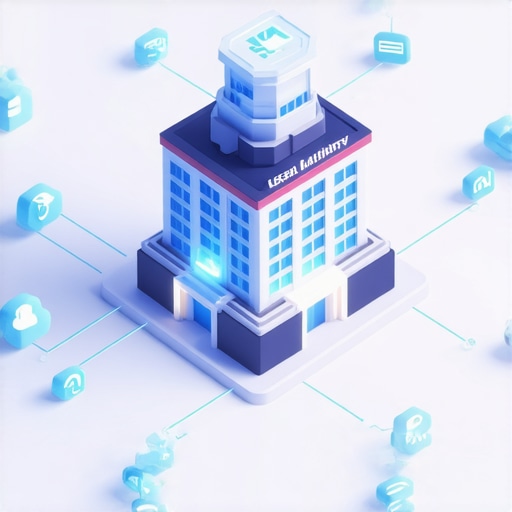 Isometric 3D illustration of a local SEO authority stack showing interconnected digital nodes.