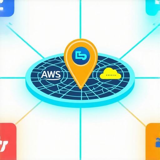 Diagram of cloud nodes connecting to a local business map pin for SEO authority