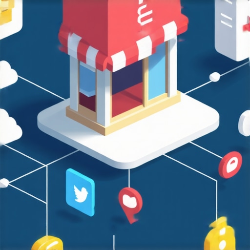 Diagram showing how local SEO authority stacking connects cloud nodes to a business map pin