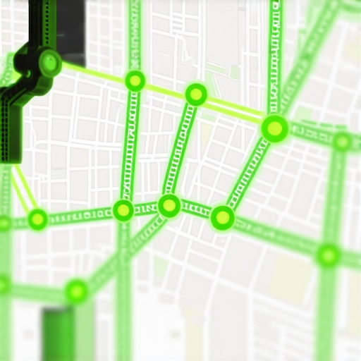 Digital map showing interconnected local search nodes and business authority signals