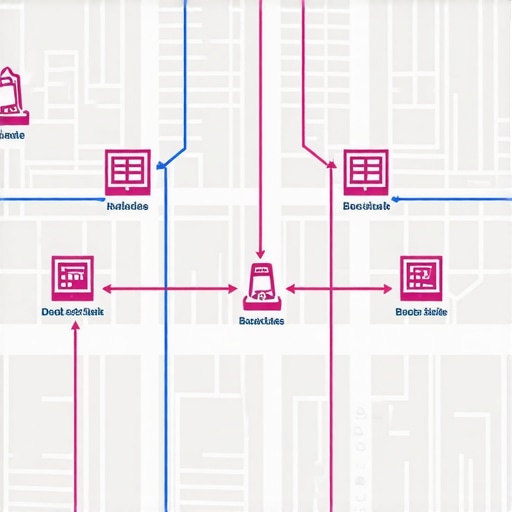 Diagram illustrating how to connect a local business to surrounding neighborhood nodes and digital entity stacks for better local SEO rankings.