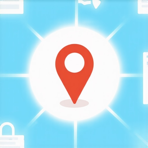 Diagram of authority stacking showing connections between digital nodes and a map pin.